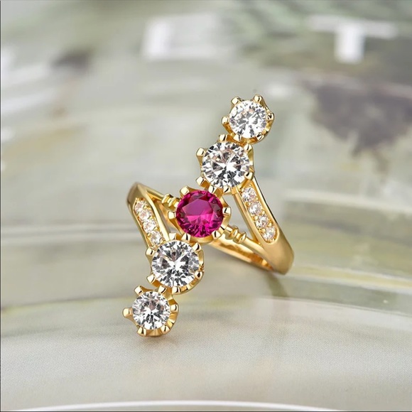 *NEW* 18K Gold Girls Party Ruby Diamond Ring - Picture 2 of 5